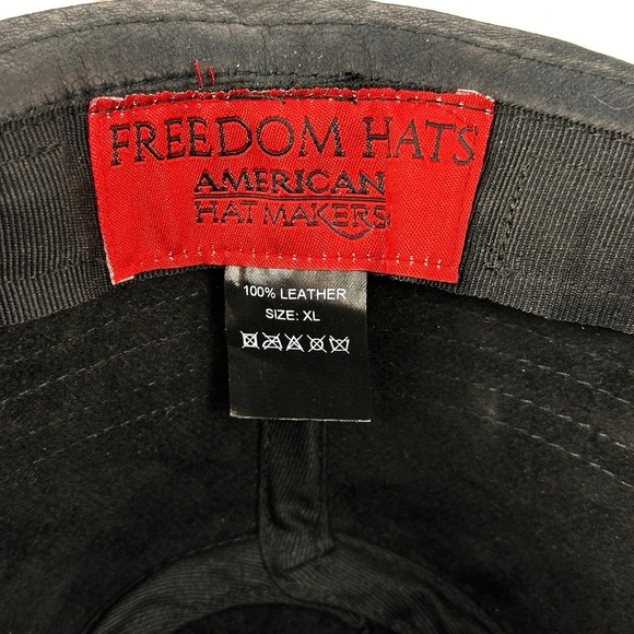 Genuine Leather Fedora XL Black Brown Band American Hat Makers Freedom Hats - Picture 8 of 9